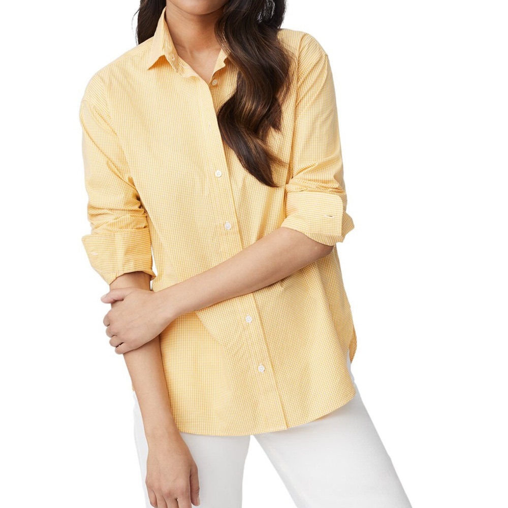 J. McLaughlin cotton button down point collar Finn in Golden blouse